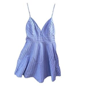 Windsor Blue Striped Summer Tie Spaghetti Strap Dress Sz Small